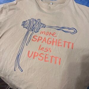 Tan Graphic Tee - More Spaghetti Less Upsetti